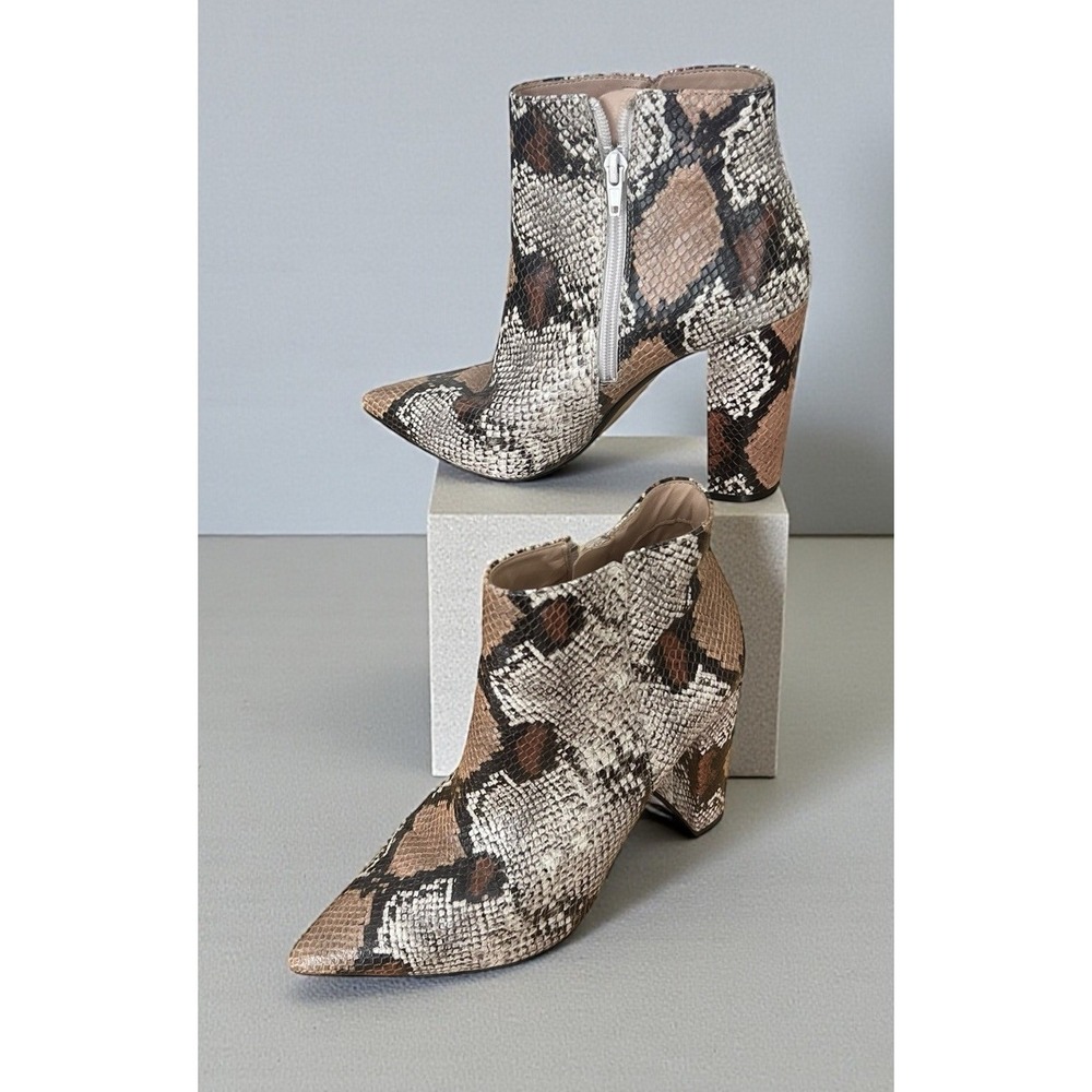 Saks Fifth Avenue Ankle Boots Women's Size 9.5 M Snakeskin Leather Side Zip